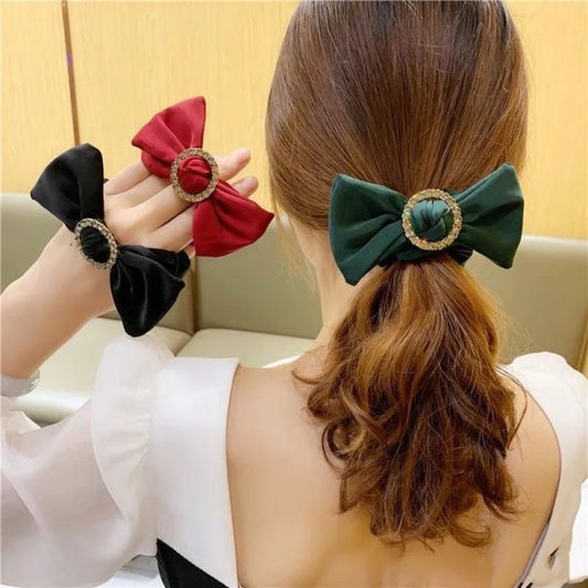 Silk Bow Hair Bands | Elegant Scrunchies Bun Maker – 1 Pc